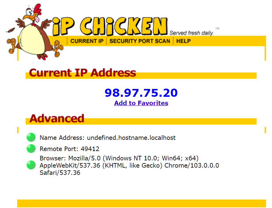 get an ip from a server with ipchicken · GitHub